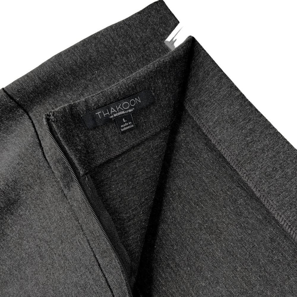 Thakoon Skirt Ponte Faux Wrap A-Line Charcoal Heather Stretch Large - Picture 6 of 9